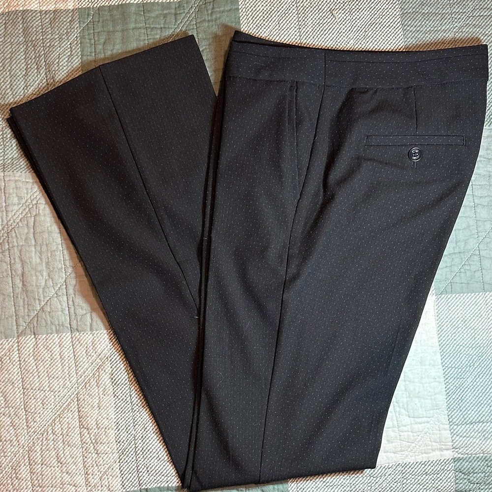Express Columnist Black Pin-Dot Slim-Fit Dress Pants – 2R, Classic Work Trousers